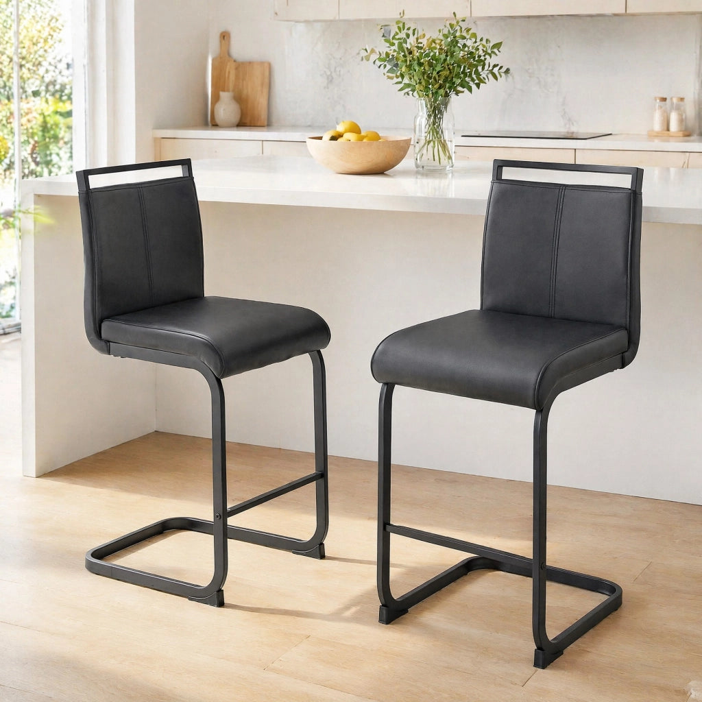 SGABELLO ALTO Set da 2 pezzi 96,5 cm Nero PU e metallo
