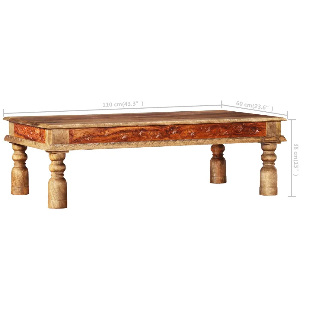 Tavolino da Salotto-Tavolino da soggiorno-Tavolo in Massello di Acacia e Mango 110x60x38cm
