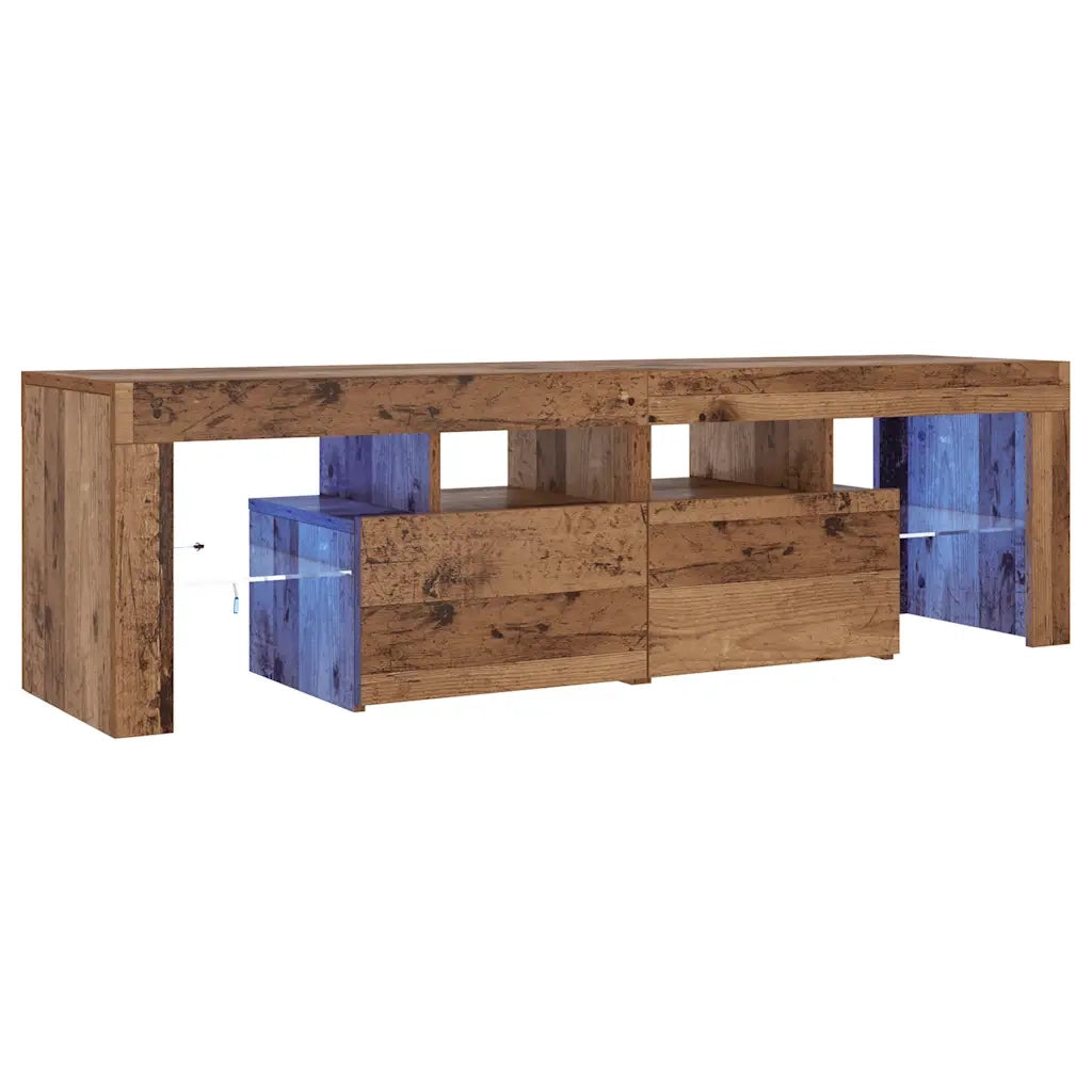 Mobile Porta TV con LED Legno Antico 140x36,5x40 cm Multistrato