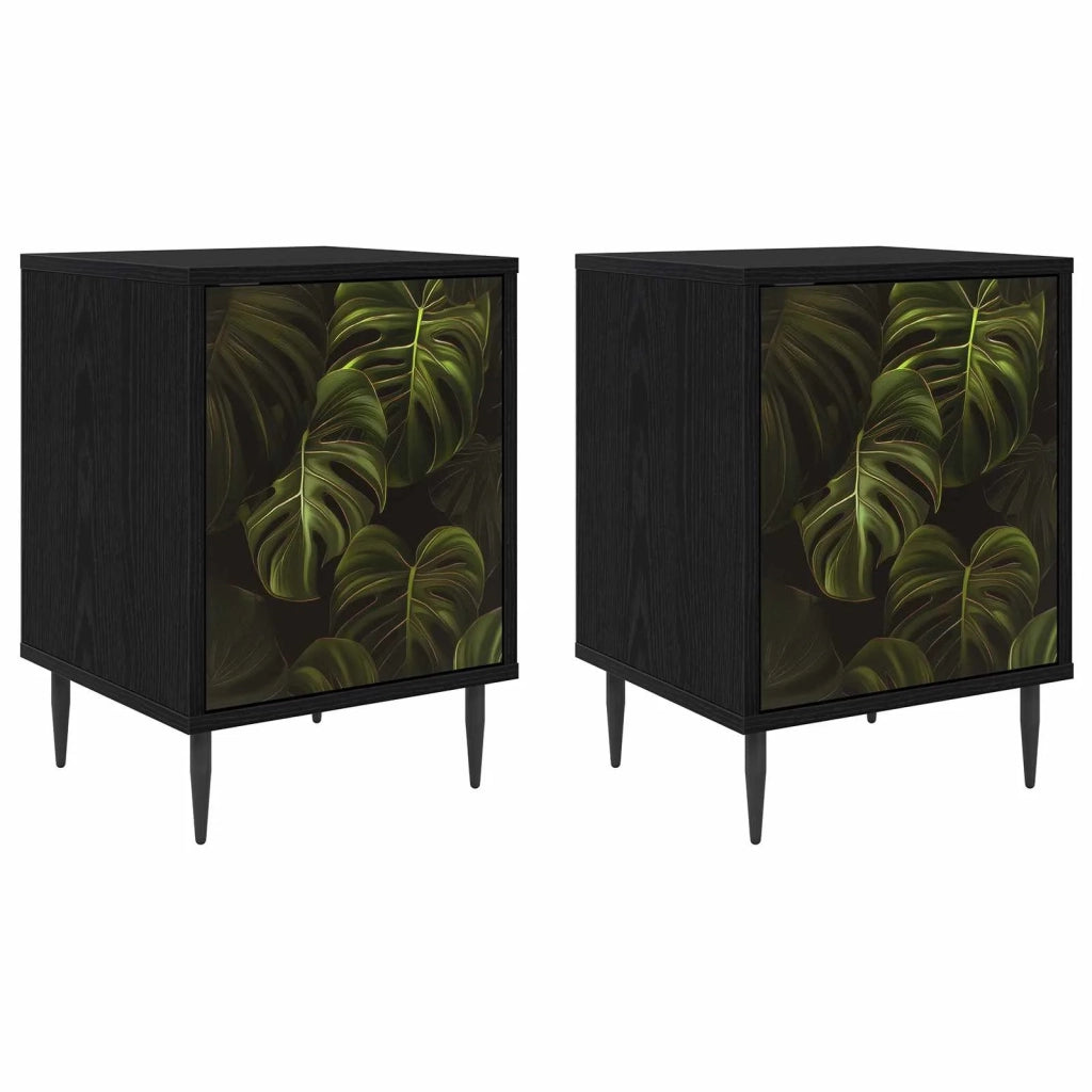 Armadio da Notte ELBURG 2 pz Rovere Nero 36 x 33 x 51 cm 8007238