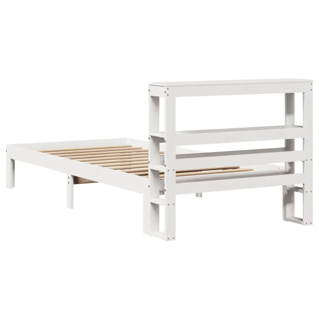 Giroletto con Testiera Bianco 75x190 cm Legno Massello di Pino 3306032