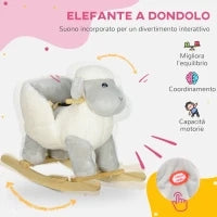 Cavallo a Dondolo per Bambini 18-36 Mesi a Forma di Pecorella con Suoni e Rivestimento Morbido, Grigio