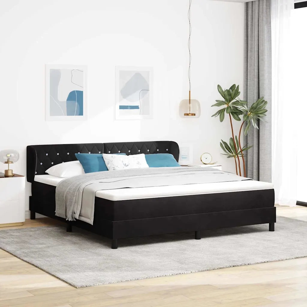 Letto a molle con testiera Nero 180 x 200 cm Velluto 3340348