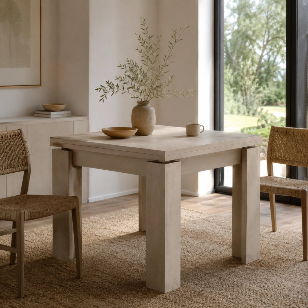 Tavolo Estensibile Moderno Da 4 A 8 Persone Con Struttura Solida Gambe Spesse Design Essenziale Apertura Centrale Perfetto Per Cucina O Sala Da Pranzo 90 X 90 / 180 X 90 Cm Cashmere