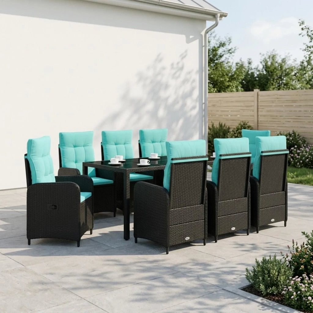 Set da pranzo per esterni 9 pz polyrattan 3422309