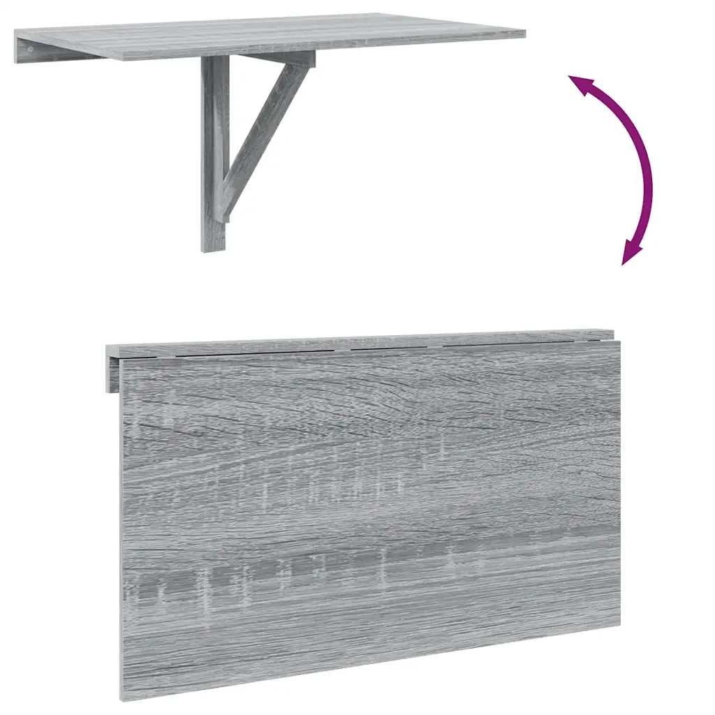Tavolino Muro Pieghevole Grigio Sonoma 100x60x56 cm Multistrato 342651
