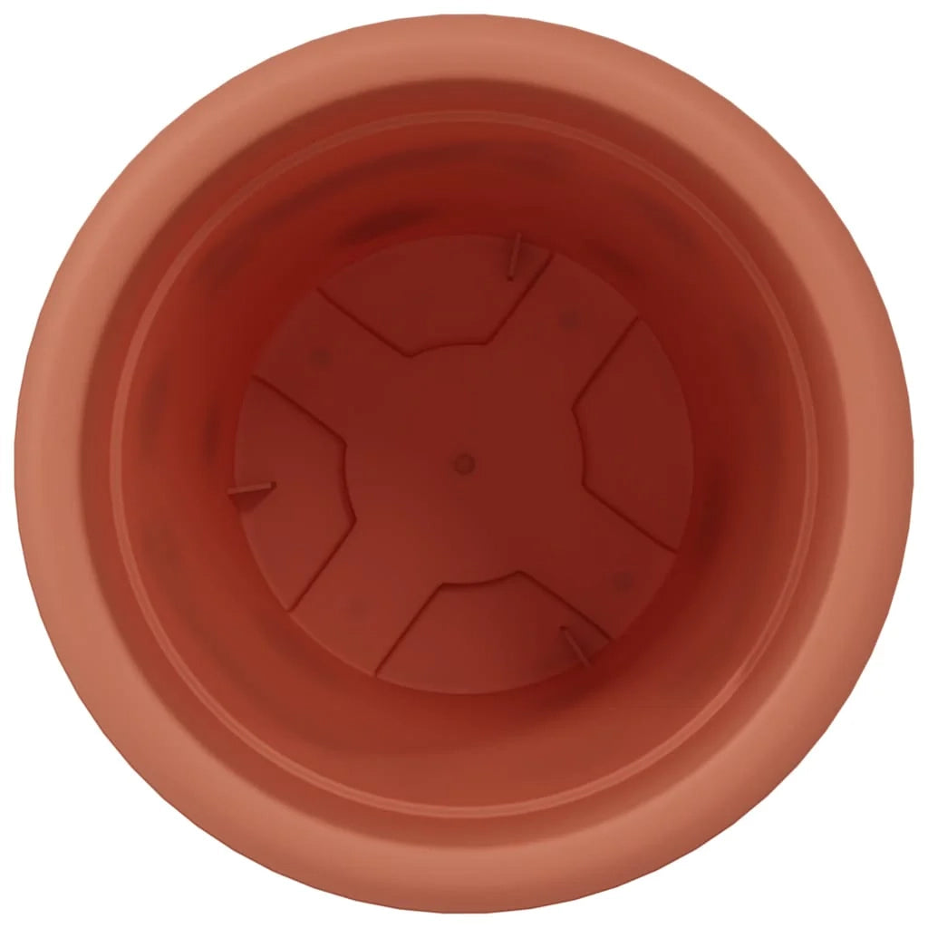 Set di 6 vasi da fiori rotondi moderni 26 x 21,5 cm leggeri multifunzionali per interni/esterni in plastica rosso mattone 02_0059323