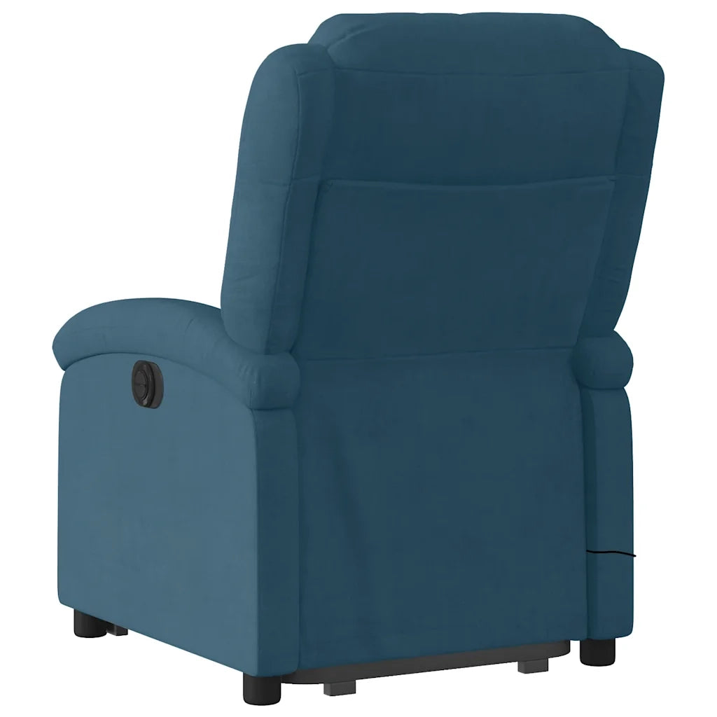 Poltrona Alzapersona Massaggi Reclinabile Elettrica Blu Velluto