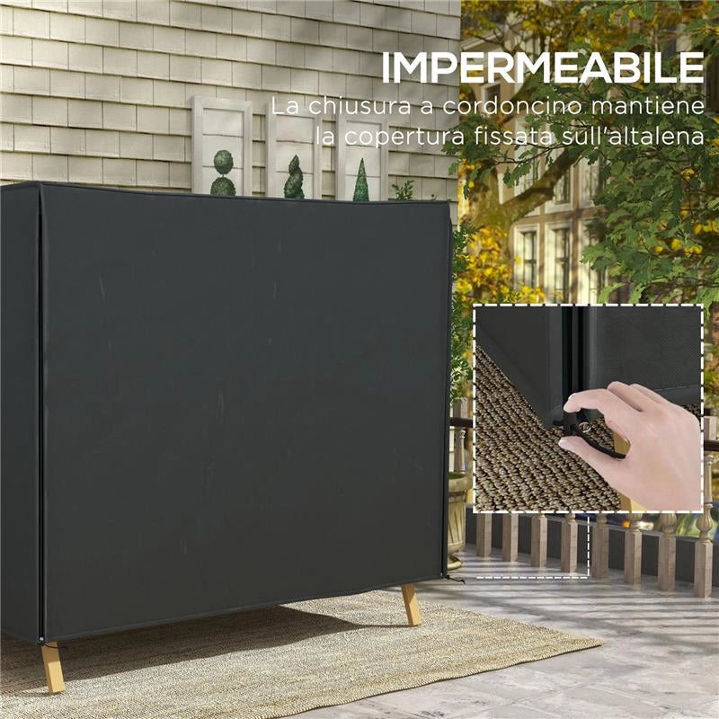 COPERTURA PER DONDOLO DA GIARDINO 3 POSTI IMPERMEABILE E ANTI UV 220X125X172 CM NERO
