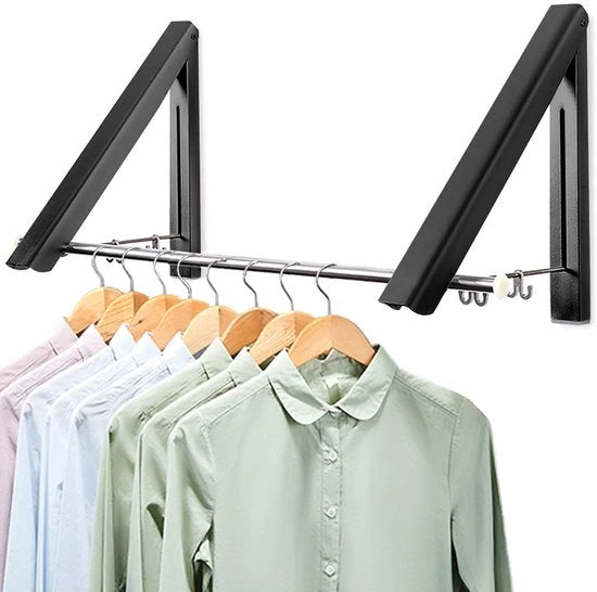 Cassettiera per Abbigliamento - Montaggio a Parete e Ripiegabile - Nero - Alluminio