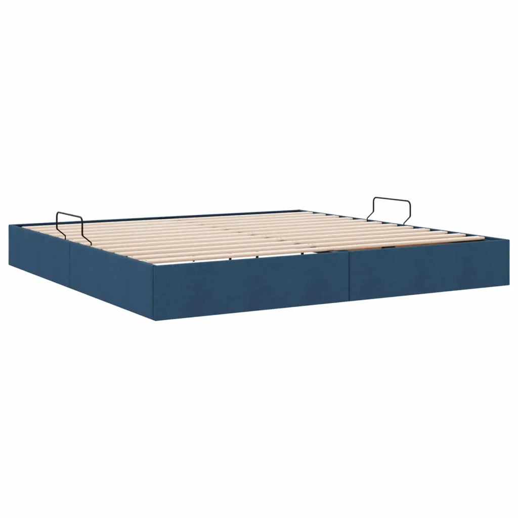 Letto ottomano con archiviazione Blu 200 x 200 cm Tessuto 3442849