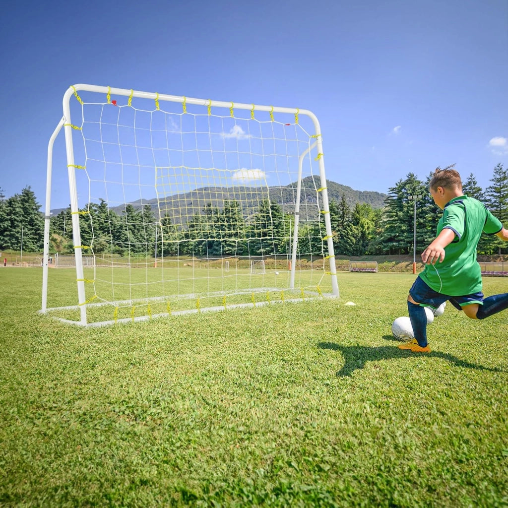 Set di Reti da Calcio 2-in-1 per Bambini: Ribalta e Porta da Calcio 187 x 122,5 cm, Set di Rete di Rimbalzo e Rete da Calcio Regolabile, Struttura in Metallo Robusto