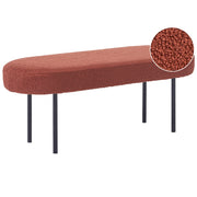 Panca Boucle con gambe in metallo, seduta ovale imbottita, stile cottage retrò, marrone dorato