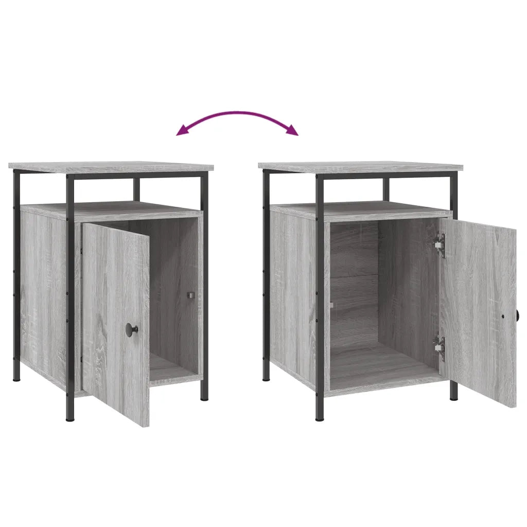 Set di 2 Comodini | Armadio da Notte | Mobiletto da notte Grigio Sonoma 40x42x60 cm in Legno Multistrato