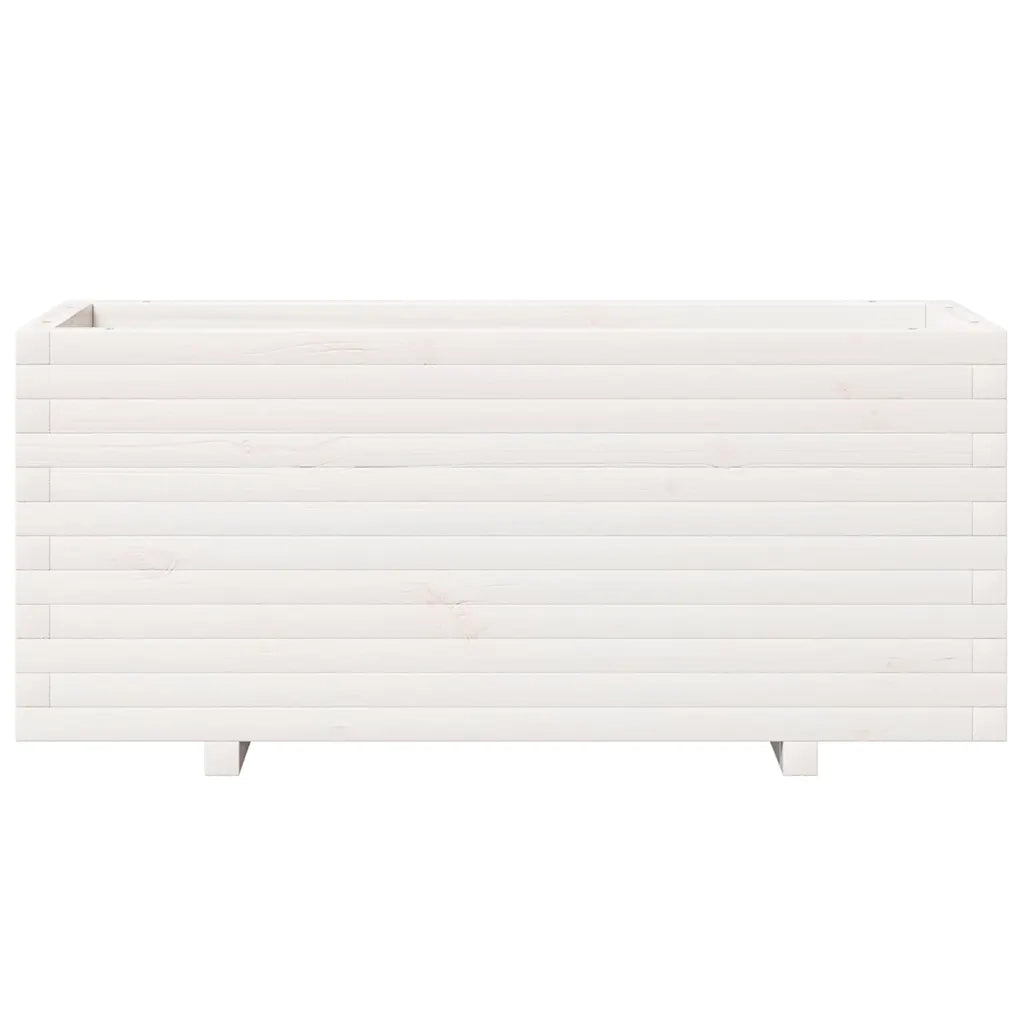 Fioriera da Giardino Bianca 110x40x49,5 cm Legno Massello Pino