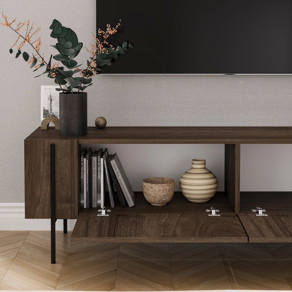 Porta TV in legno "Herman" - 160 x 31 x 45 cm - Marrone