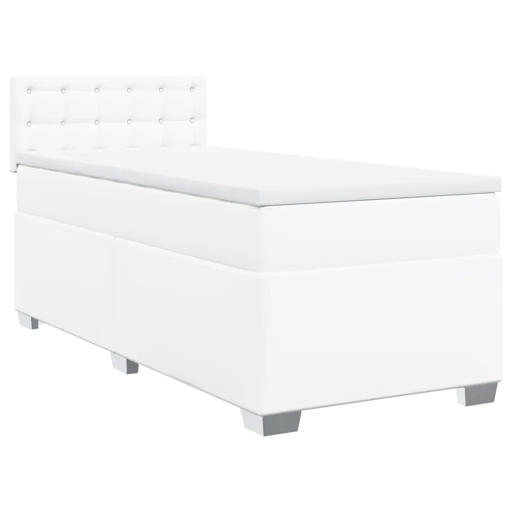 Giroletto a Molle con Materasso Bianco 100x200 cm in Similpelle