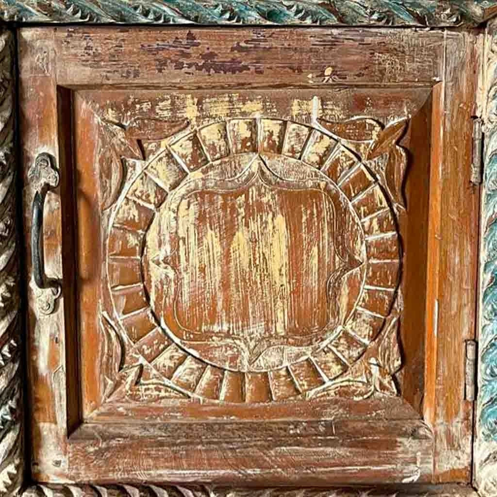 Tavolo in legno finitura artigianale marrone 49x30x54h cm