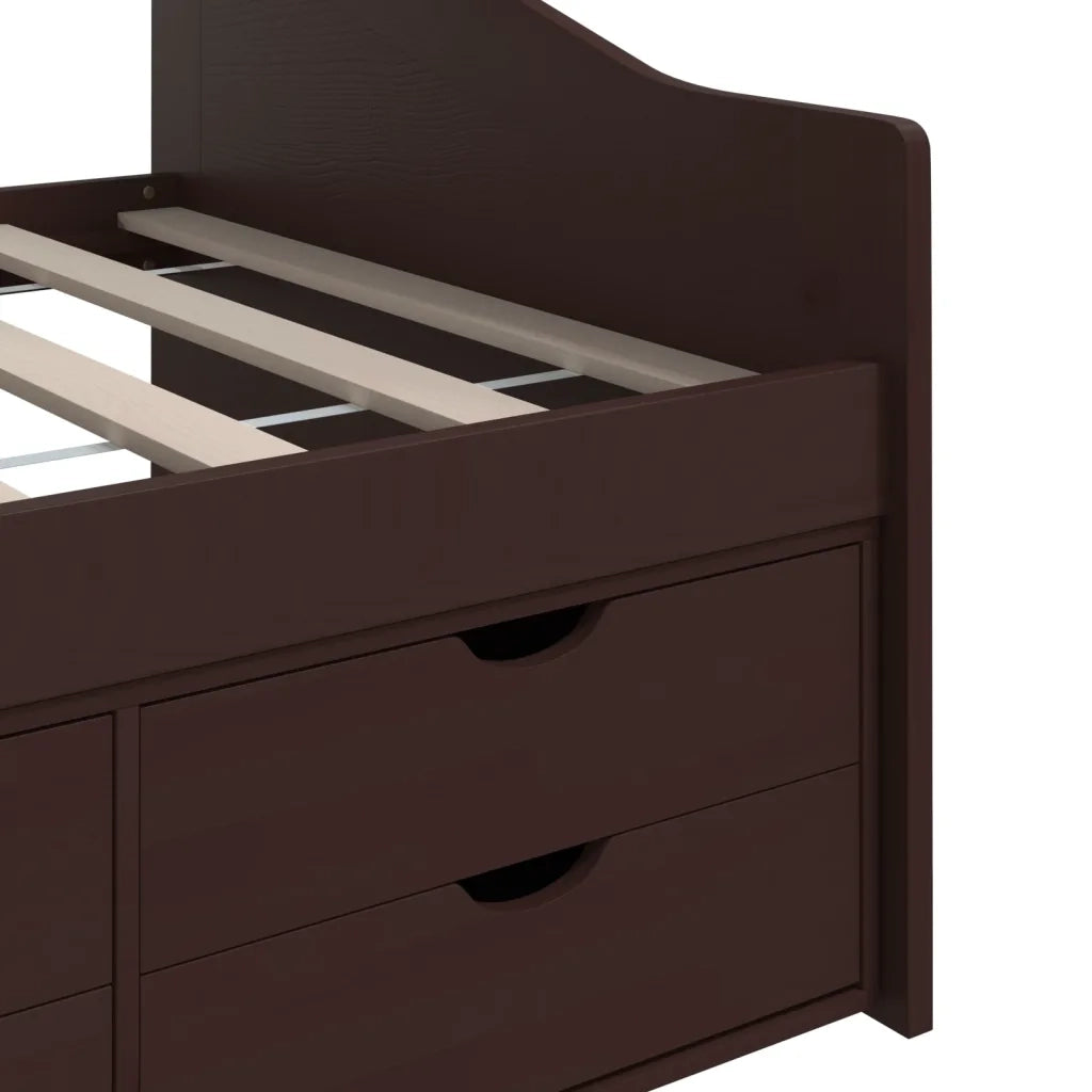 Divano Letto 3 Posti e Cassetti Marrone Scuro in Pino 90x200cm cod mxl 60528