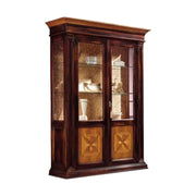 Vetrina 2 porte intarsio quadrifoglio legno shabby bicolore 152x55x214 - Mobili 2G