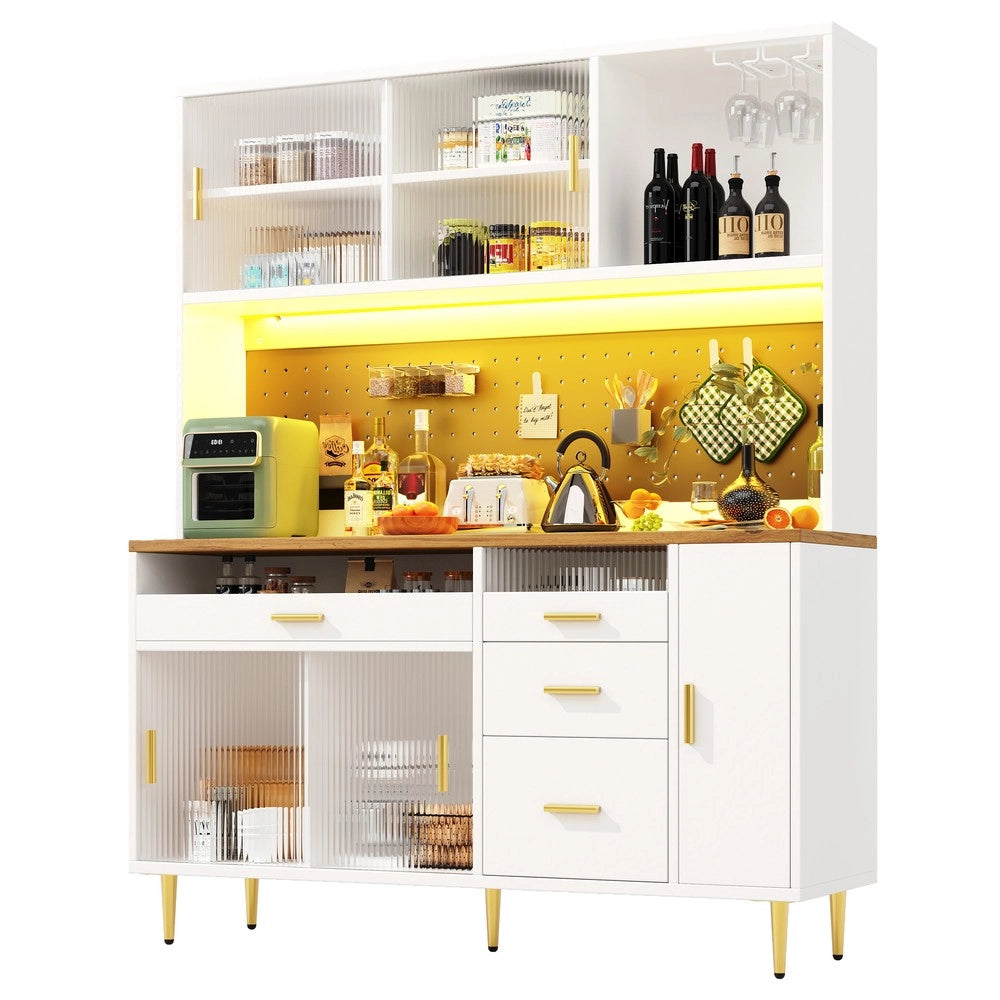 Armadio alto con LED e ripiani ¨C Minimal ¨C Bianco 145x39x171cm