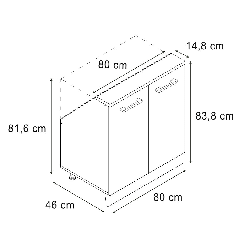 Mobile sottotetto Rion Calce nera/Bianco con 2 porte Vicco