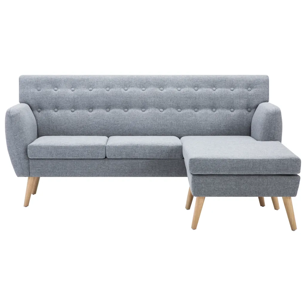 Divano a L Rivestito in Tessuto 171,5x138x81,5 cm Grigio Chiaro 247024