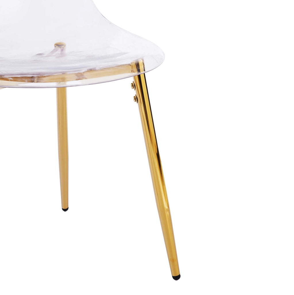 Sedia trasparente in ABS con gambe in metallo color oro