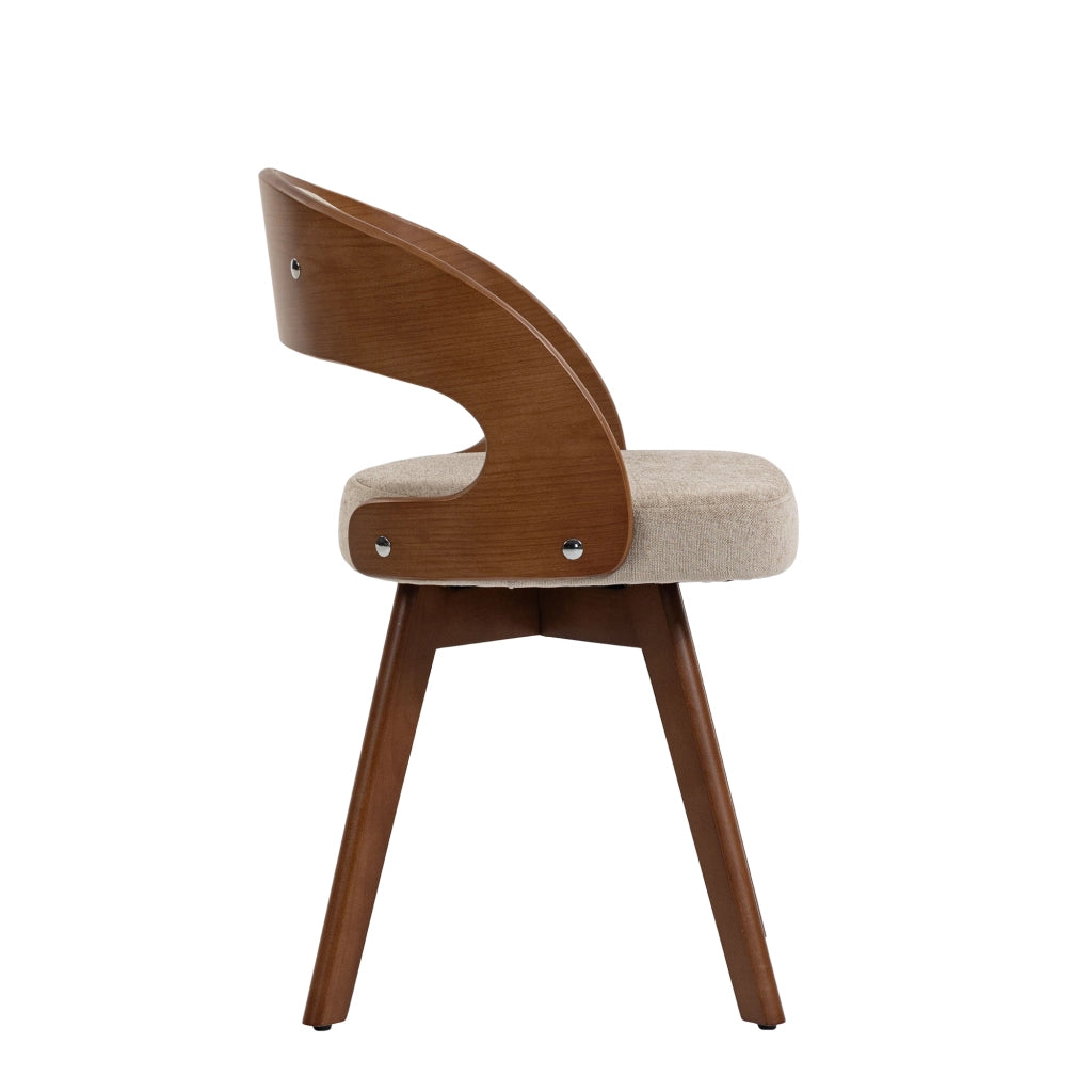 Sedia da Pranzo Girevole in Legno con Cuscino ¨C Xylo ¨C Schienale Curvo, Tessuto Cotone Lino