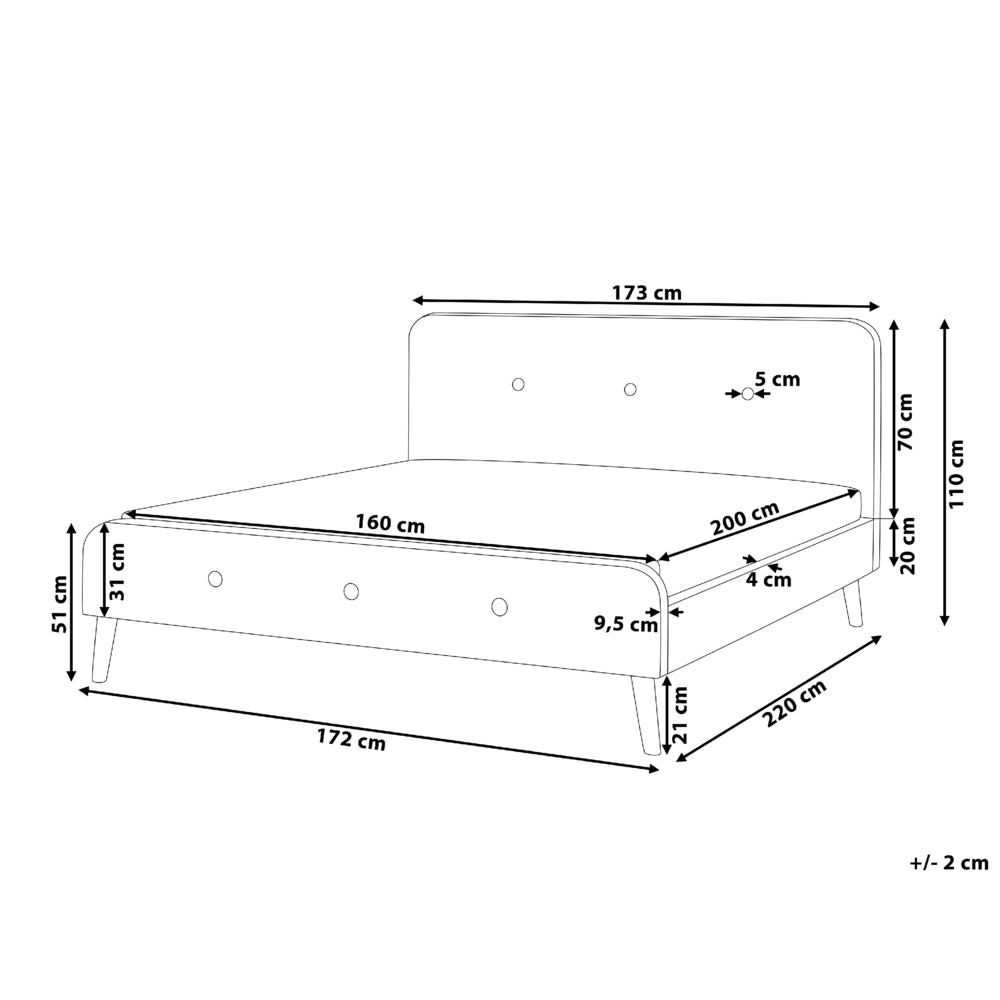 Letto a doghe Tessuto in poliestere grigio scuro Gambe in legno imbottite 160 x 200 cm Design moderno