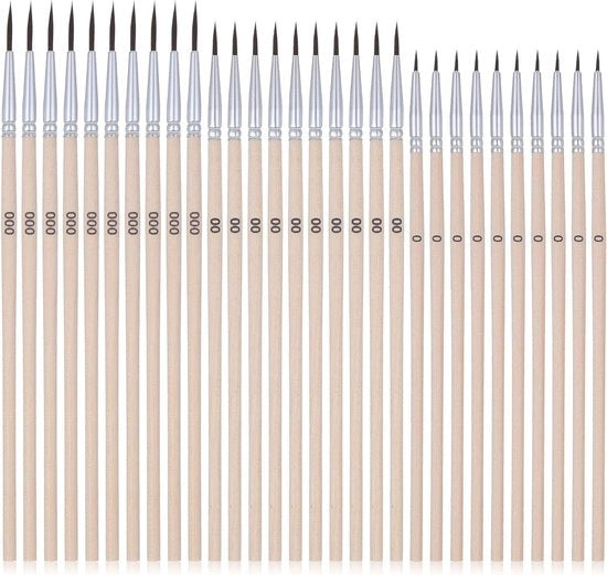 Set di pennelli per modellismo da 30 pezzi per dettagli micro e pennelli fini per verniciature acriliche e aquarello.