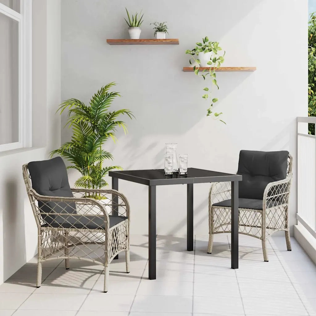 Set da Pranzo per Giardino 3 pcs Grigio chiaro polyrattan 3380239