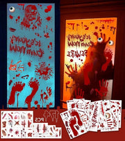 Decorazioni per finestre Halloween - 174 pezzi di adesivi per finestre con ferite, sangue e mostri zombie.