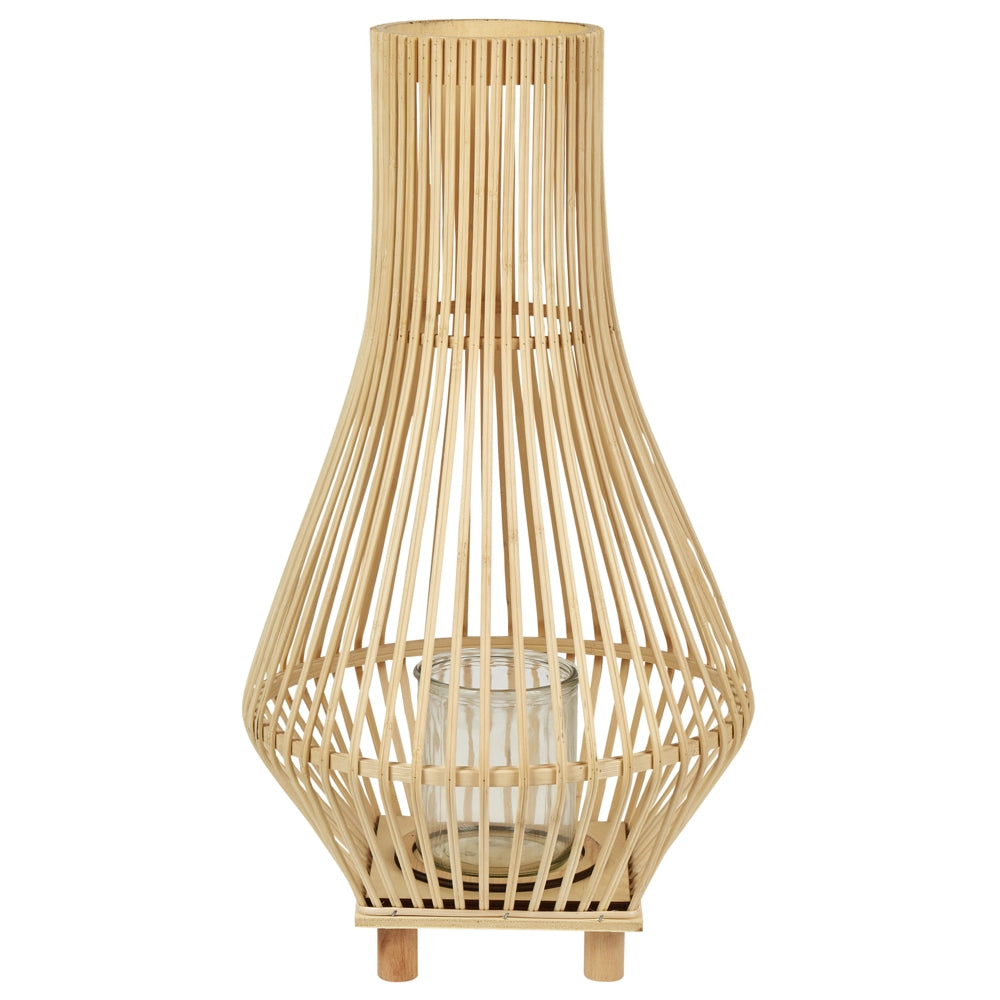 Lanterna in legno di salice con supporto in vetro 58 cm stile boho soggiorno sala da pranzo