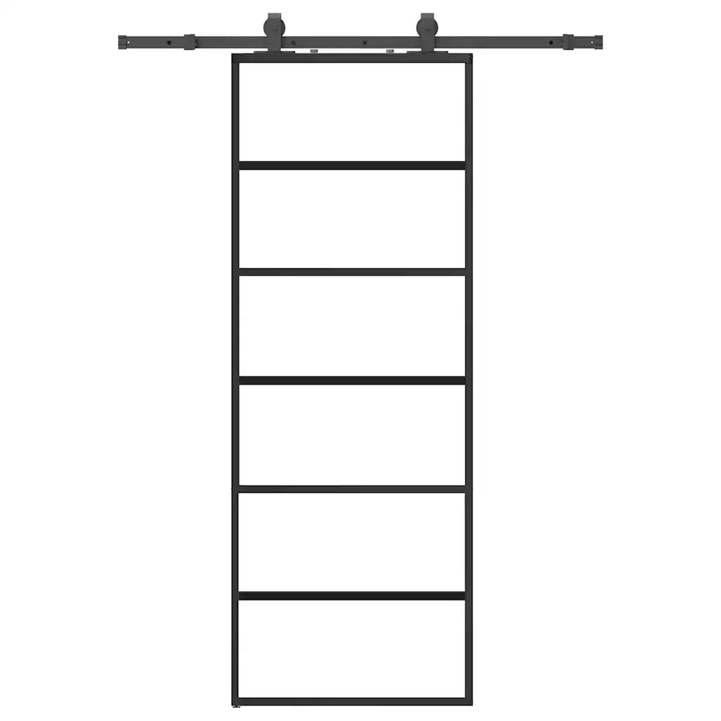 Porta Scorrevole con Ferramenta Nera 76x205 cm in Vetro ESG