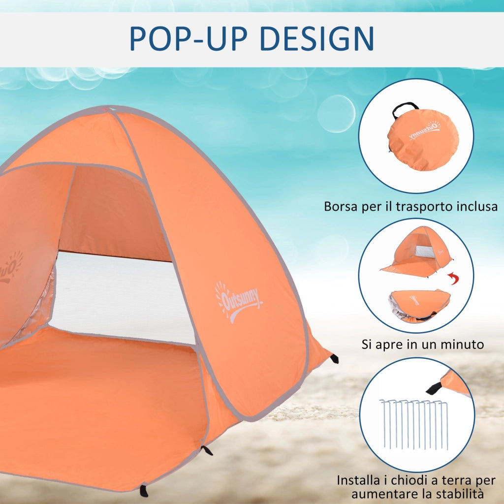 Tenda da Spiaggia Pop Up ¨C zephmum ¨C Arancione 200x150x119 cm