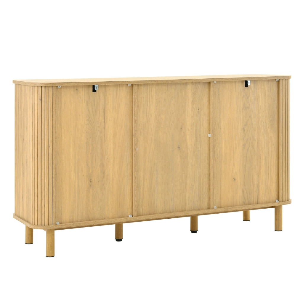 Credenza moderna 140 cm con ante in rattan e cassetti