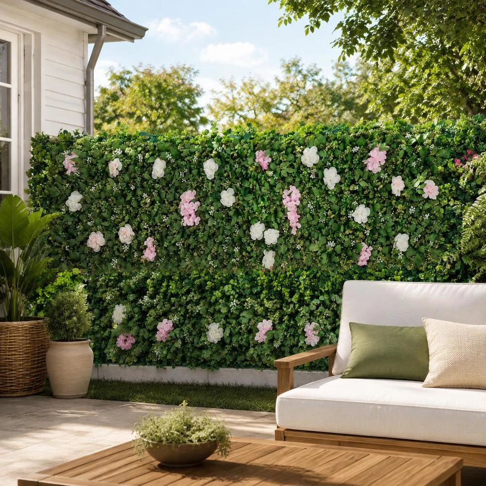 Artificial Luxury‌ Flower Wall Backdrop, 2 PCS, Each Panel 2 X 8 Ft, Gorgeous 3D Silk Floral Backdrop Pet Friendly, Easy Installation Flower Wall Panel For Wedding, Event, Party And Home Decor