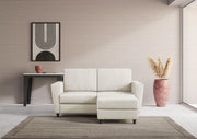 Divano yasel 2 posti (due sedute da 60cm) + pouf misure esterne l.152 p.155 | latte - Mobili 2G