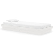 Letto singolo | Letto per adulti | Giroletto Bianco in Legno Massello 90x200 cm
