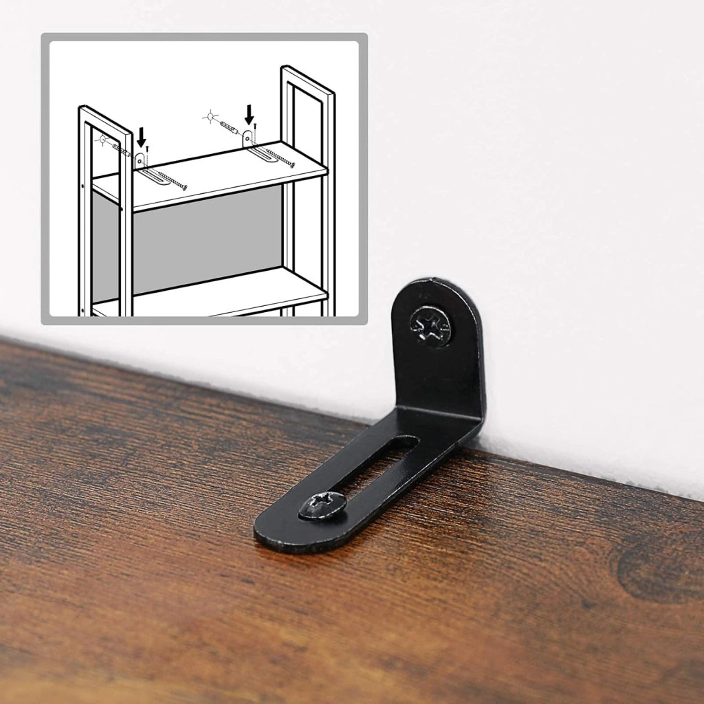 VASAGLE Libreria, scaffale da cucina, 5 livelli, telaio in acciaio stabile, per ufficio, ingresso, soggiorno, stile industriale, marrone rustico e nero LLS025B01