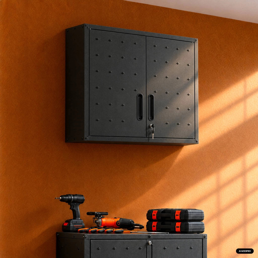 Mobile alto contenitore per garage, nero