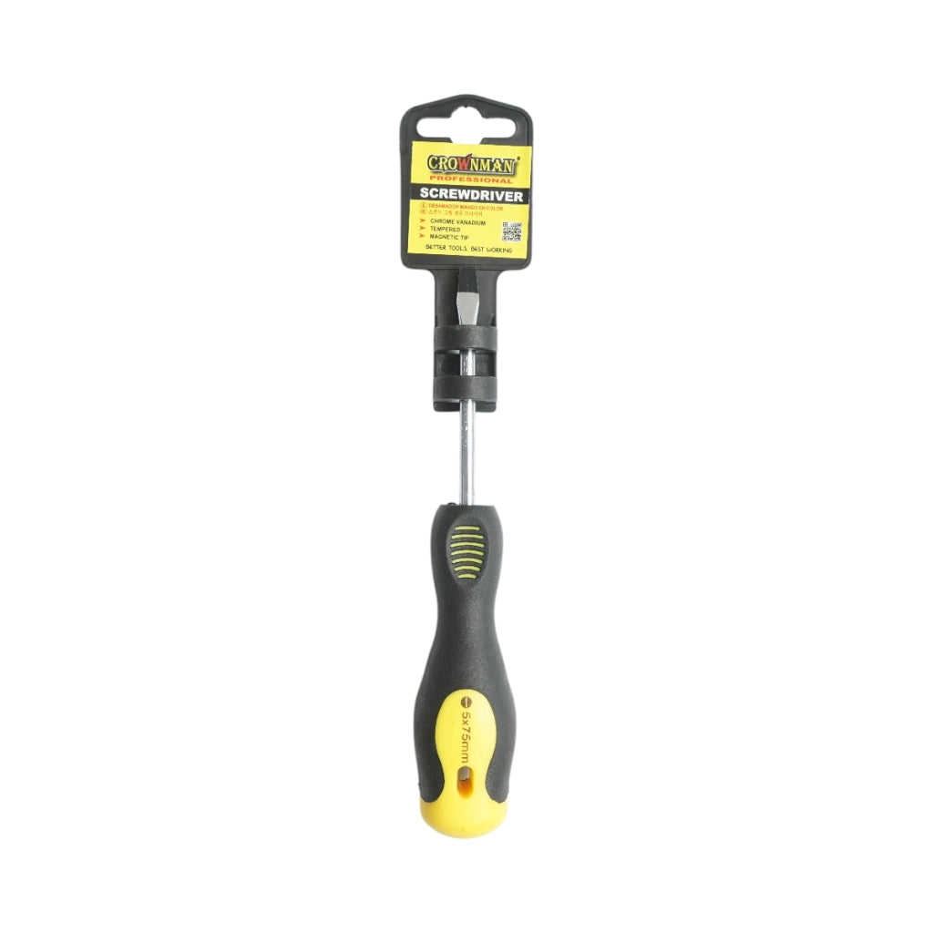 Cacciavite dritto Crownman 5x75mm con punta magnetica professionale Cr-V
