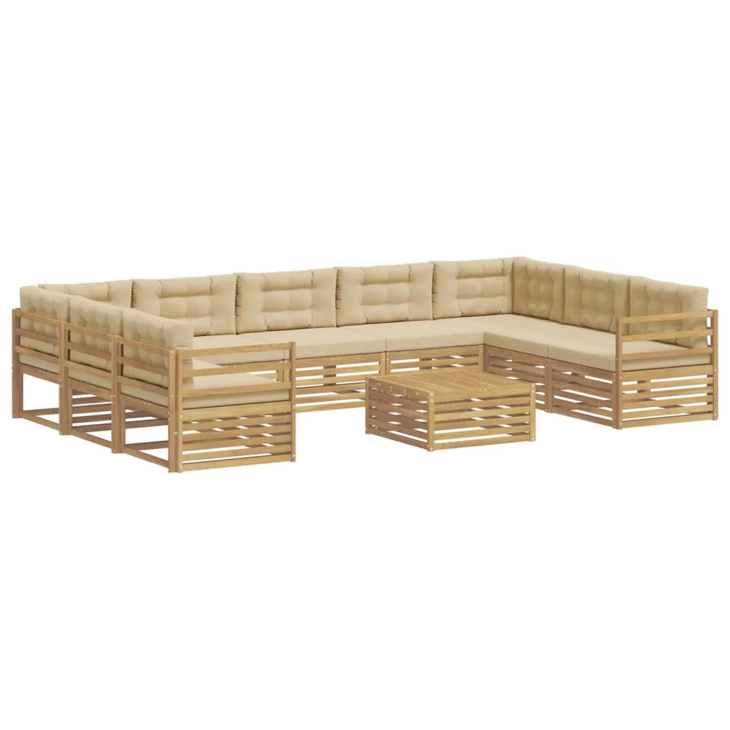 Set di divani da esterno 10 pcs Bianco e Beige Poliestere 3391178