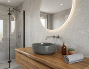 Lavabo bacinella d'appoggio tondo D385 cm in ceramica Grigio Cemento