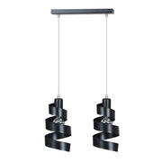 Lampadario Moderno 2 Luci Tristano In Acciaio Nero Con Fasce A Spirale
