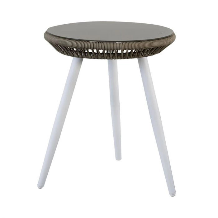 Salotto da giardino in alluminio MINOSSE - 2 poltrone e 1 tavolino - Salotto Da Giardino In Alluminio Minosse - 2 Poltrone E 1 Tavolino Struttura Colore Bianco, Cuscineria Colore Sabbia