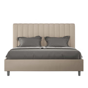 BS COM Letto matrimoniale contenitore doppia alzata imbottito 160x200 similpelle tortora
