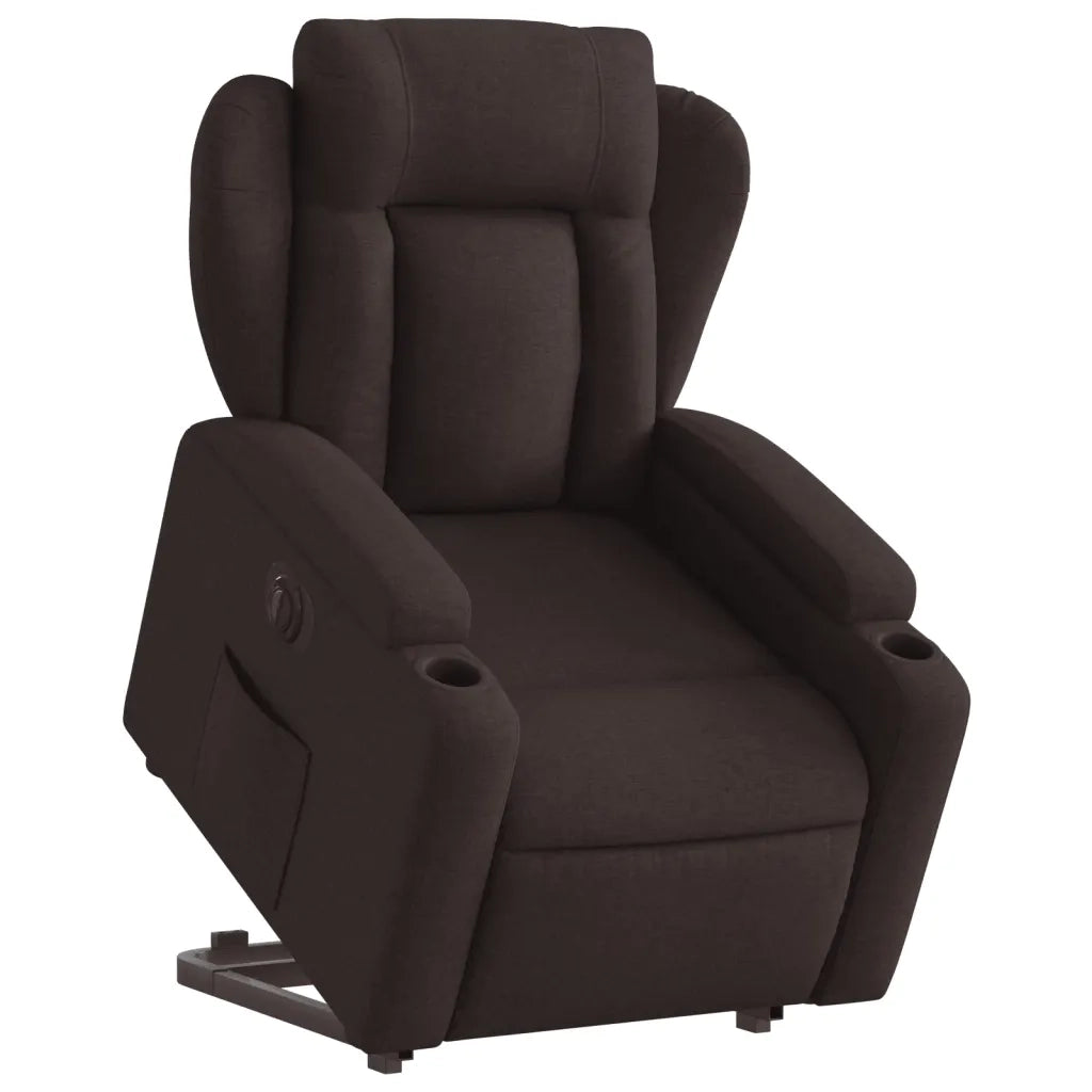 vidaXL Poltrona Alzapersona Reclinante Elettrica Marrone Scuro Tessuto