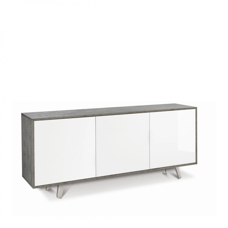 Mobile 3 Ante 177L x 41P x h74 – Finitura Cemento e Bianco Lucido – Sarmog